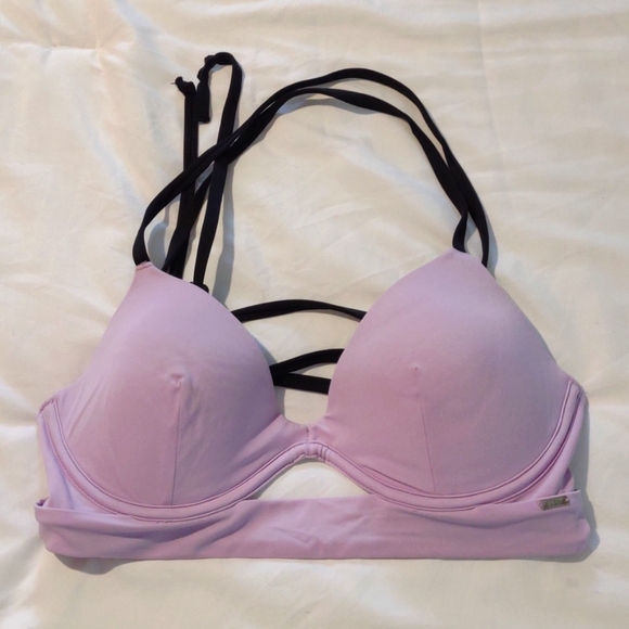 Victoria's Secret Pink Medium lavender purple string back padded bikini top - Picture 1 of 10